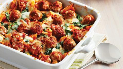 Meatball & Tomato Pasta Bake