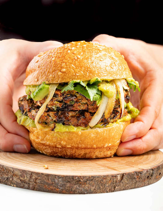 Vegan Black Bean Burgers with BBQ Sauce